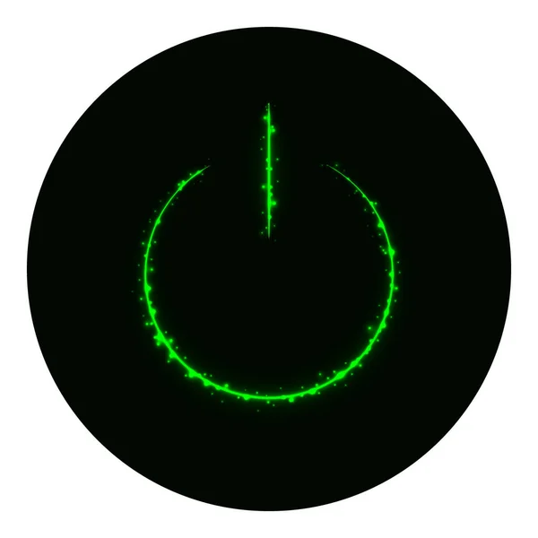 Power Symbol Für Grüne Lichter Auf Schwarzem Hintergrund Neon Vektorsymbol — Stockvektor