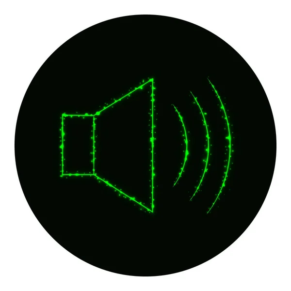 Audio Haut Parleur Icône Volume Lumières Vertes Sur Fond Noir — Image vectorielle