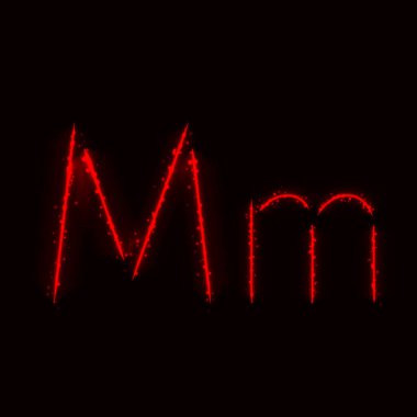 Koyu arkaplanda kırmızı ışıkların alfabe harfleri