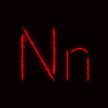 Koyu arkaplanda kırmızı ışıkların alfabe harfleri