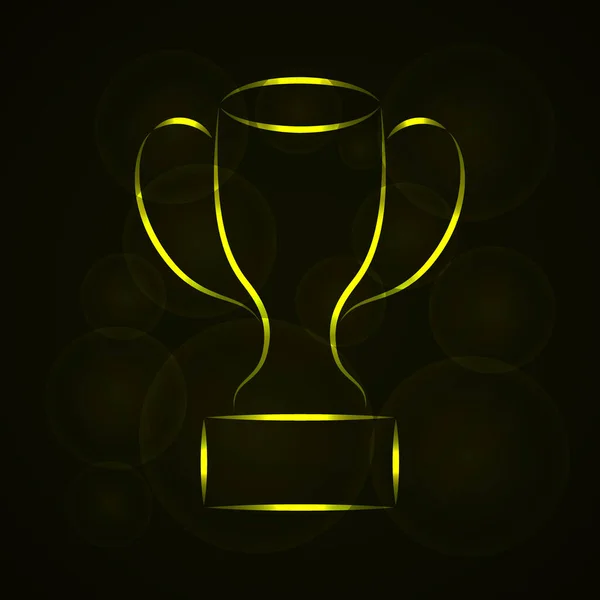 Иконка Иллюстрация Чашки Желтый Цвет Светит Силуэт Темном Фоне Gradient — стоковый вектор