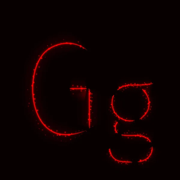 Alphabet Letters Red Lights Dark Background — Stock Vector