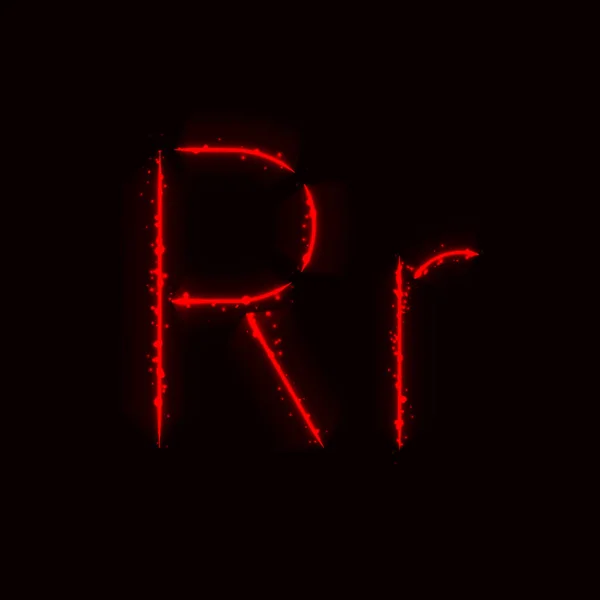 Αλφαβητικά Γράμματα Κόκκινων Φώτων Σκούρο Φόντο — Διανυσματικό Αρχείο