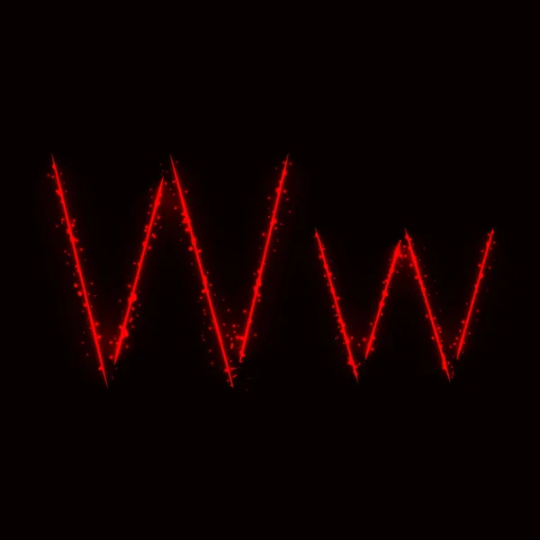 Alphabet Letters Red Lights Dark Background — Stock Vector