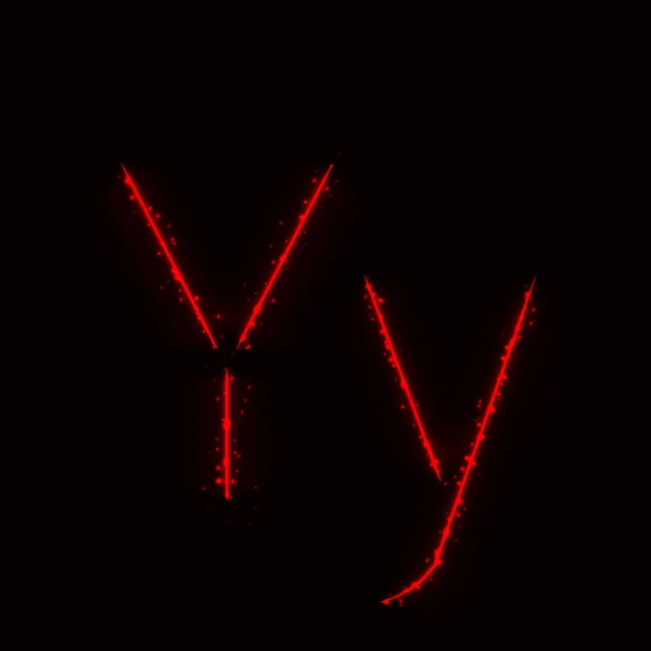 Huruf Alfabet Dari Lampu Merah Pada Latar Belakang Gelap - Stok Vektor
