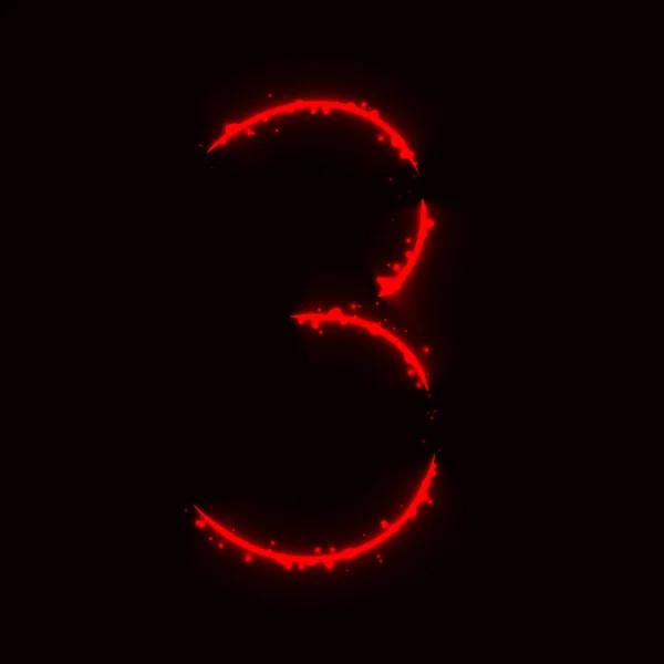 Number Symbol Red Lights Dark Background — Stock Vector