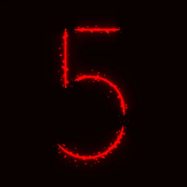 Číslo Symbol Červených Světel Tmavém Pozadí — Stockový vektor