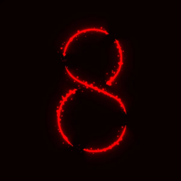 Número Símbolo Luces Rojas Sobre Fondo Oscuro — Archivo Imágenes Vectoriales