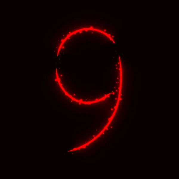 Символ Номера Красный Свет Темном Фоне — стоковый вектор