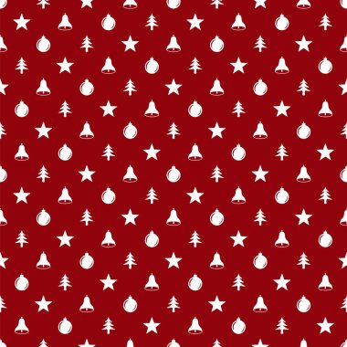 Seamless modeli öğeleri Noel ile yılbaşı için. Güzel desen kağıt, t-shirtler, tebrik kartları kaydırma lüks hediye için. Neşeli Noel arka plan. Vektör çizim.