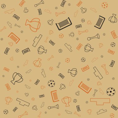 Farklı futbol siluetleri kusursuz vektör arkaplanı. Futbol şablonu resimleme arkaplanı.