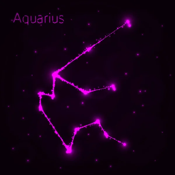 Aquarius Ábra Ikon Fények Sziluett Sötét Háttér Előtt Izzó Vonalak — Stock Vector