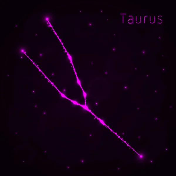 Taurus Illustratie Icon Lichten Silhouet Donkere Achtergrond Gloeiende Lijnen Punten — Stockvector