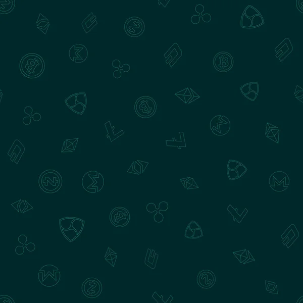 Cryptocurrency Seamless Pattern Crypto Currency Background Bitcoin Ethereum Ethereum Classic — Stok Vektör