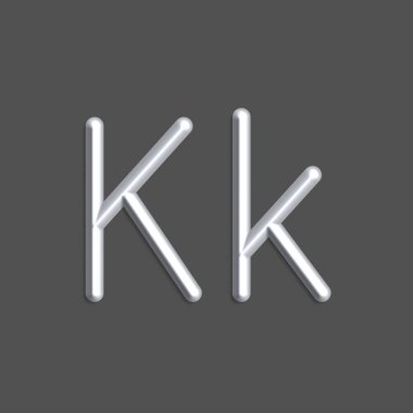 Gri renkli ışıkların alfabe harfleri, pürüzsüz gölgeli 3D çizgi