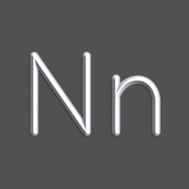 Gri renkli ışıkların alfabe harfleri, pürüzsüz gölgeli 3D çizgi