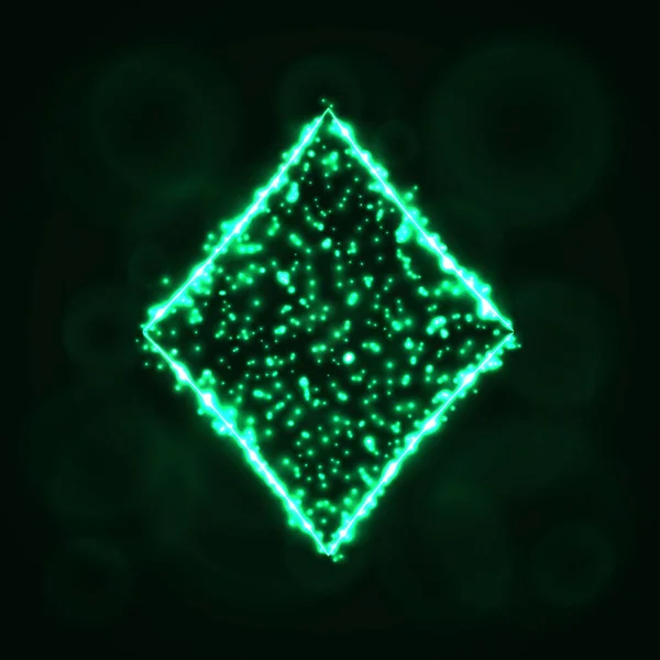 Obrázek Ikonu Karty Obleky Světla Silueta Tmavém Pozadí Zářící Čáry — Stockový vektor
