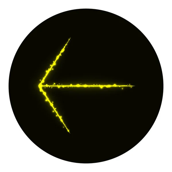 Pil Ikon Gula Lampor Svart Bakgrund Neonvektorikon — Stock vektor