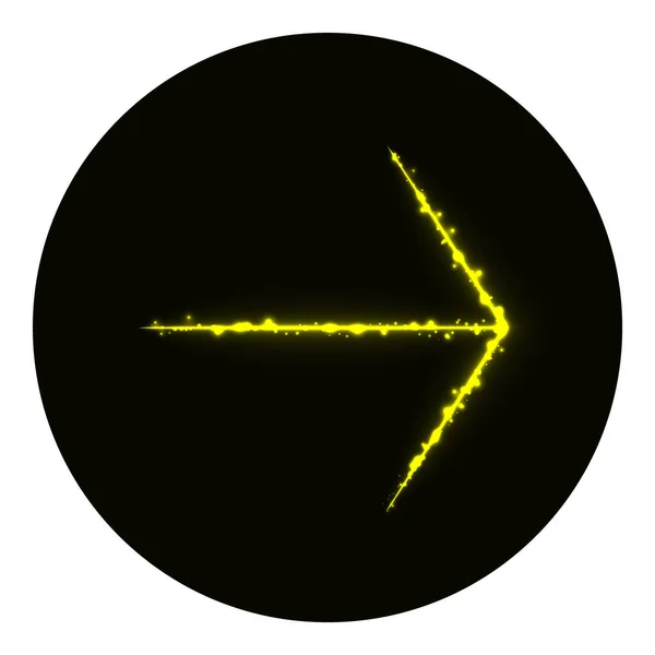 Arrow Ikon Gult Lys Svart Bakgrunn Neonvektorikon – stockvektor