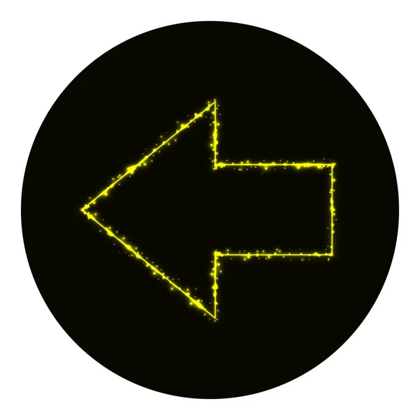 Ikona Šipky Žlutých Světel Černém Pozadí Ikona Neonového Vektoru — Stockový vektor