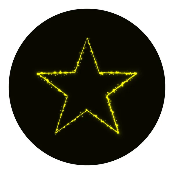 Иконка Звезды Желтых Огней Черном Фоне Значок Неонового Вектора — стоковый вектор