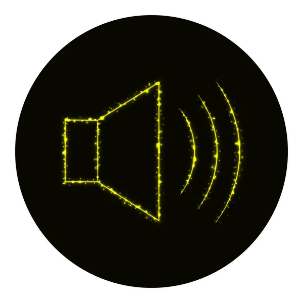 Icono Volumen Altavoz Audio Luces Amarillas Sobre Fondo Negro Icono — Archivo Imágenes Vectoriales
