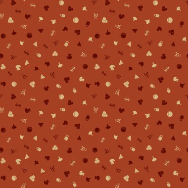 Oyuncaklarla kusursuz el çizimi deseni. Arkaplan, web tasarımı, tasarım ögeleri, tekstil baskıları, kapaklar, tebrik kartları için vektör illüstrasyonu