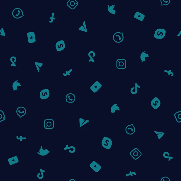 Social Media Symbole Nahtlose Muster Internet Messenger Hintergrund Vektorillustration — Stockvektor
