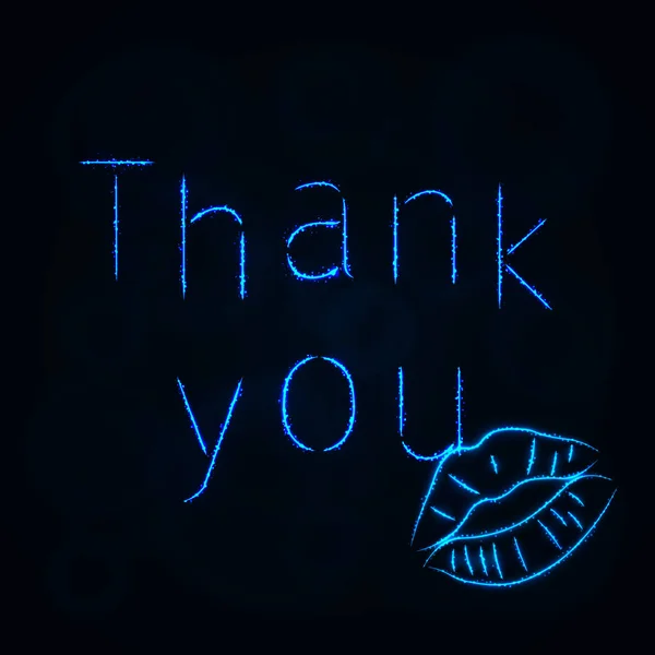Thank You Illustration Icon Lights Silhouette Dark Background Glowing Lines — Stock Vector