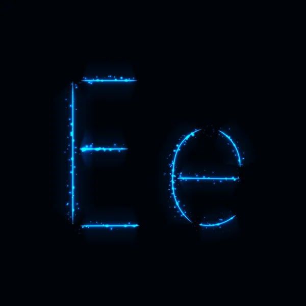 暗い背景に青いライトのアルファベット文字 — ストックベクタ