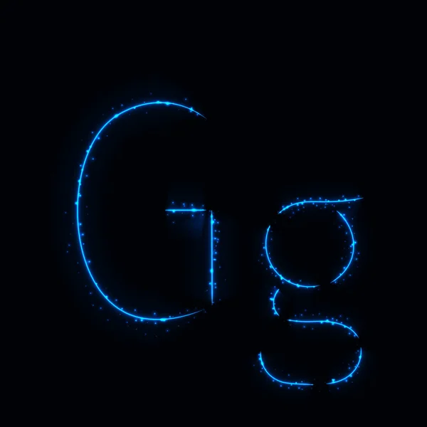 Alphabet Letters Blue Lights Dark Background — Stock Vector