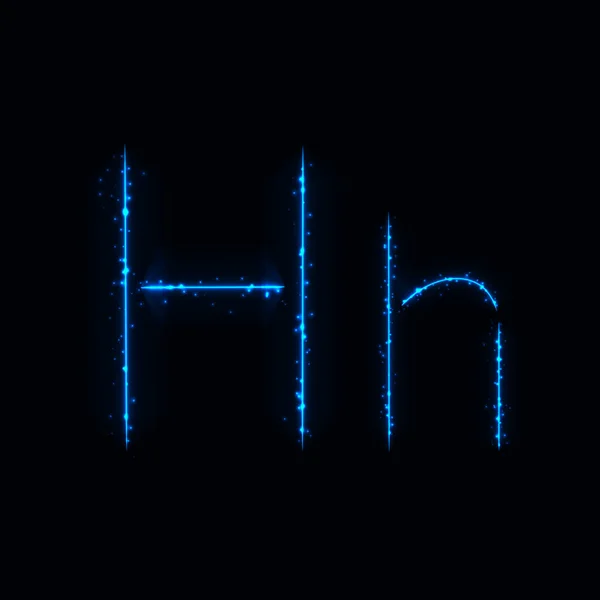 Lettres Alphabétiques Lumières Bleues Sur Fond Sombre — Image vectorielle