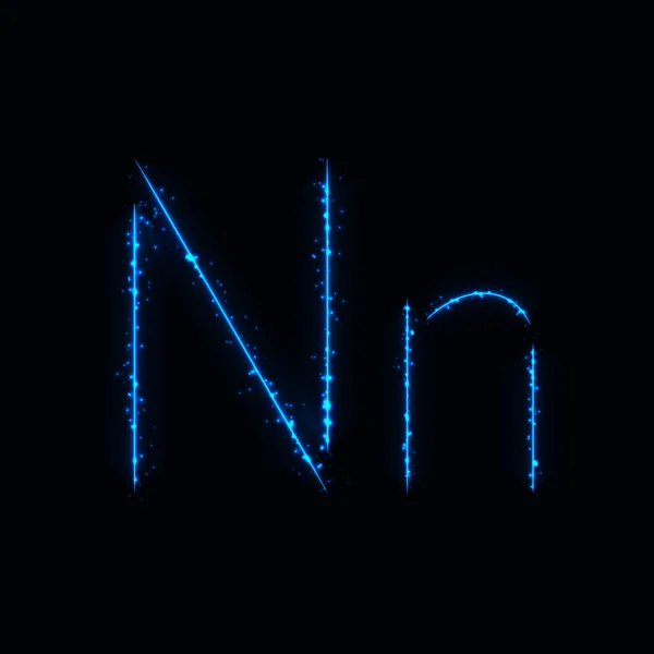 Alfabet Letters Van Blauwe Lichten Donkere Achtergrond — Stockvector