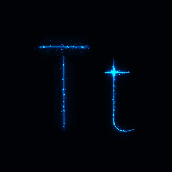 Lettres Alphabétiques Lumières Bleues Sur Fond Sombre — Image vectorielle