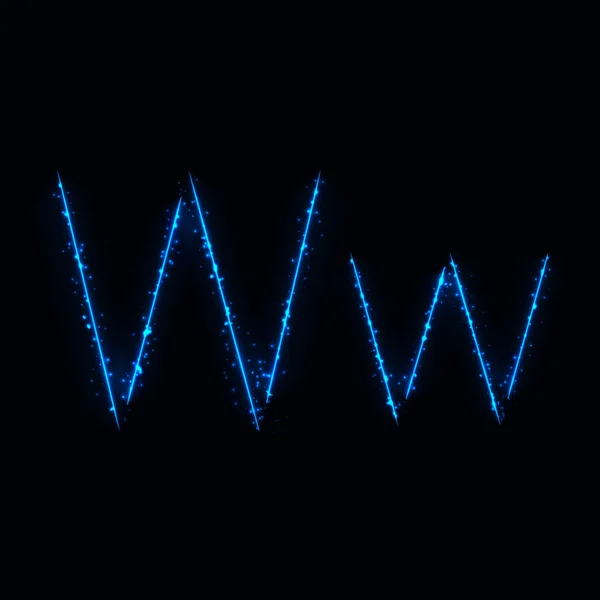 Letras Del Alfabeto Luces Azules Sobre Fondo Oscuro — Vector de stock