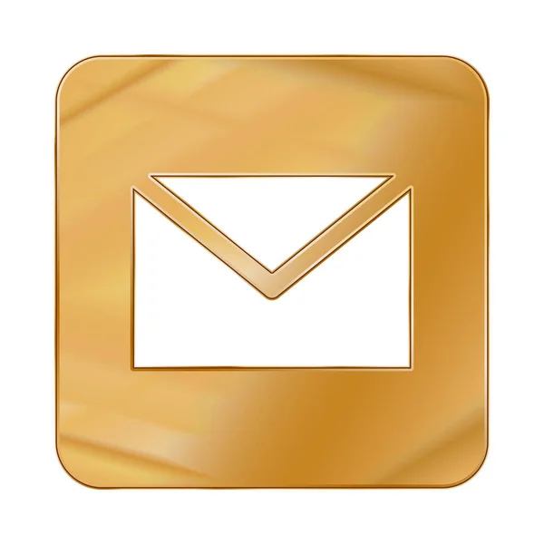 Złote Kolorowe Metalowe Chrome Wiadomość Ikony Internetowej Ilustracja Wektora Interfejs — Wektor stockowy