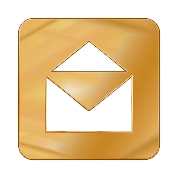 Gold Color Metal Chrome Messaggio Icona Web Illustrazione Vettoriale Interfaccia — Vettoriale Stock