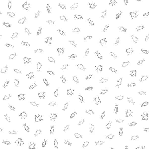 魚をテーマにしたフリーハンドの図面シームレスパターン 手描き魚の要素の落書き壁紙 ラッピング 背景のデザイン ベクターイラスト — ストックベクタ