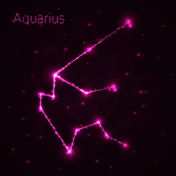 Aquarius Illustration Ikon Ljus Silhuett Mörk Bakgrund Glödande Linjer Och — Stock vektor