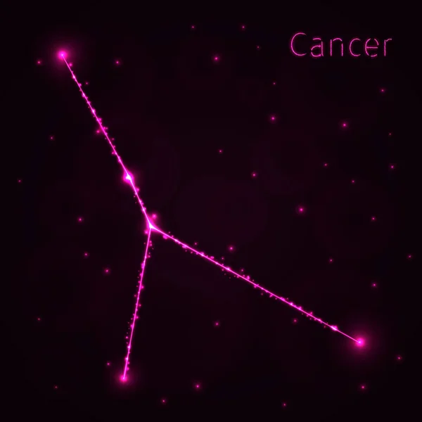 Krebs Illustration Symbol Lichter Silhouette Auf Dunklem Hintergrund Leuchtende Linien — Stockvektor