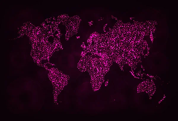 Kartenillustration Icon Rosa Farbe Lichter Silhouette Auf Dunklem Hintergrund Leuchtende — Stockvektor