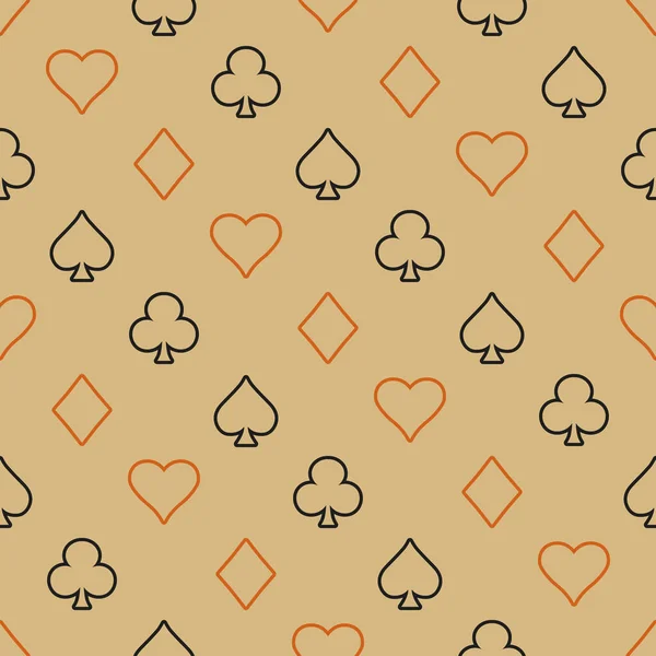 Suits Card Signs Seamless Pattern Background Hearts Diamonds Spades Clubs Ліцензійні Стокові Вектори