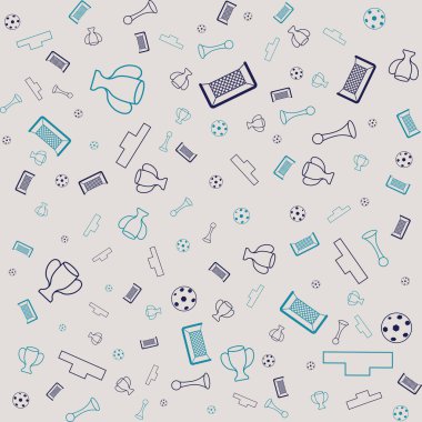 Farklı futbol siluetleri kusursuz vektör arkaplanı. Futbol şablonu resimleme arkaplanı.