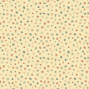 Mutlu yıllar el yazması çizimler kusursuz. El çizimi doğum günü elemanları vektör arka planı. Balon, pasta, hediye, havai fişekler.