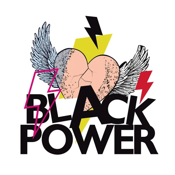 Zwarte Kracht Shirt Ontwerp Van Een Gebalde Zwarte Vuist Met — Stockvector