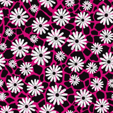 Sarı arka planda vektör çiçeği pürüzsüz. Tekstil endüstrisi için desen pürüzsüz.