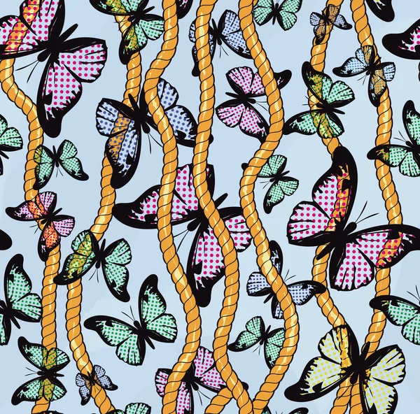 Souvislý Design Provazy Motýly Vzor Bezešvý Pro Textilní Průmysl Royalty Free Stock Vektory