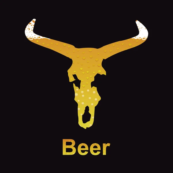 Desenho Vetor Cabeça Animal Com Chifres Com Cerveja Interior Ilustração —  Vetores de Stock