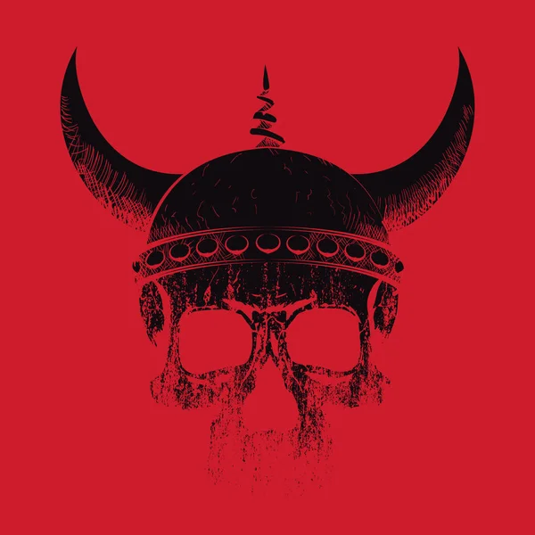 Shirt Illustration Viking Skalle Röd Bakgrund Design För Att Illustrera — Stock vektor