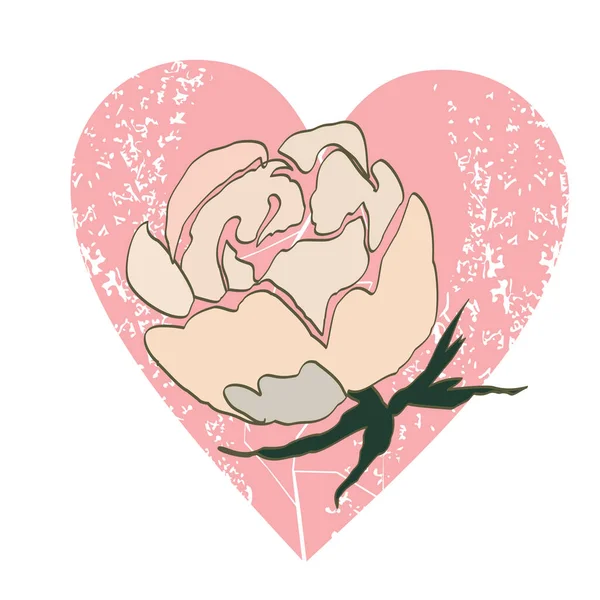 Tričko Růže Růžovým Srdcem Vektorová Ilustrace Valentýna — Stockový vektor